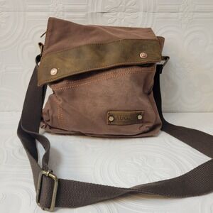 Augur Messenger Bag Canvas Leather Shoulder Crossbody Commuter Travel Brown